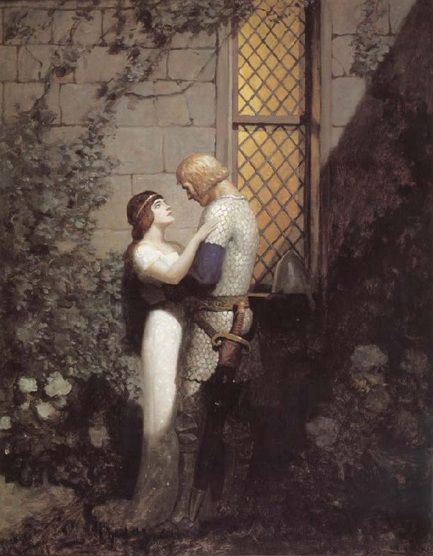 NC Wyeth Sir Tristram and La Belle Isolde in the Garden oil painting image
